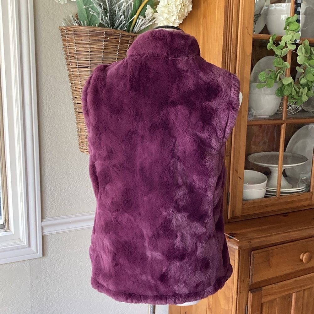 Original Nicole Miller Reversible Faux Fur Puffer Full Zip Vest Women’s M EUC - Picture 5 of 12